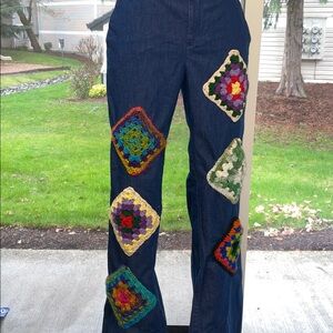 Women’s UPCYCLED HAND CRAFTED BANANA REPUBLIC LOGAN Wide Leg Sz 12 EUC Jeans